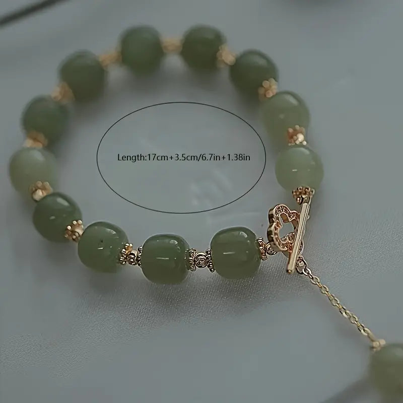 Lover special gift, glass jade bead bracelet elegant jewelry gift couple