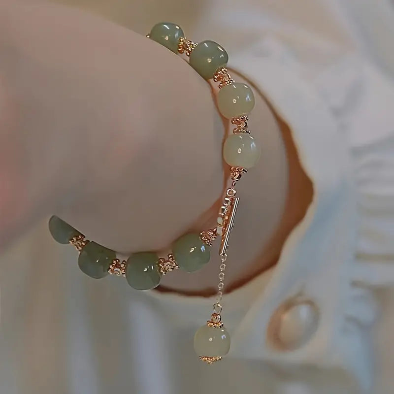 Lover special gift, glass jade bead bracelet elegant jewelry gift couple