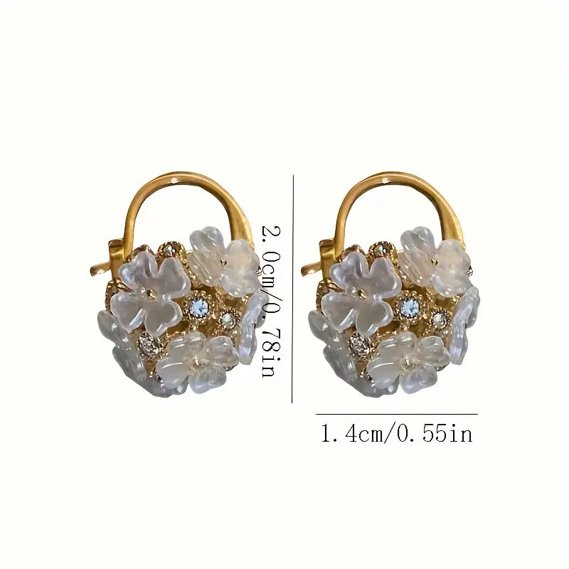 Cute Flower Basket Alloy Earrings, Trendy Party Jewelry, Holiday Birthday Christmas