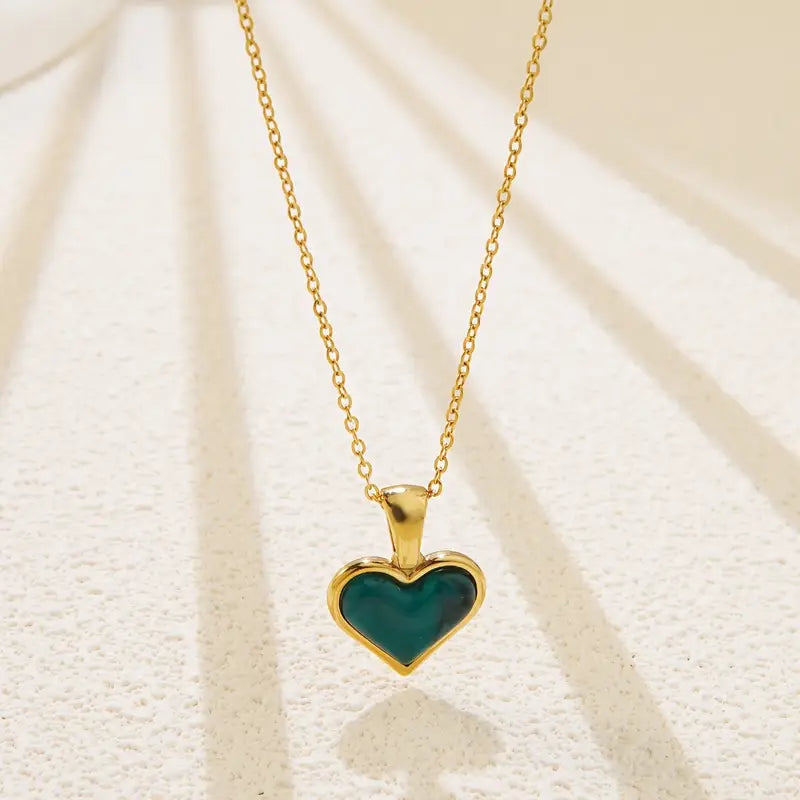 Simple Heart Pendant Necklace, Alloy Multicolor Love Charm for Men and Women