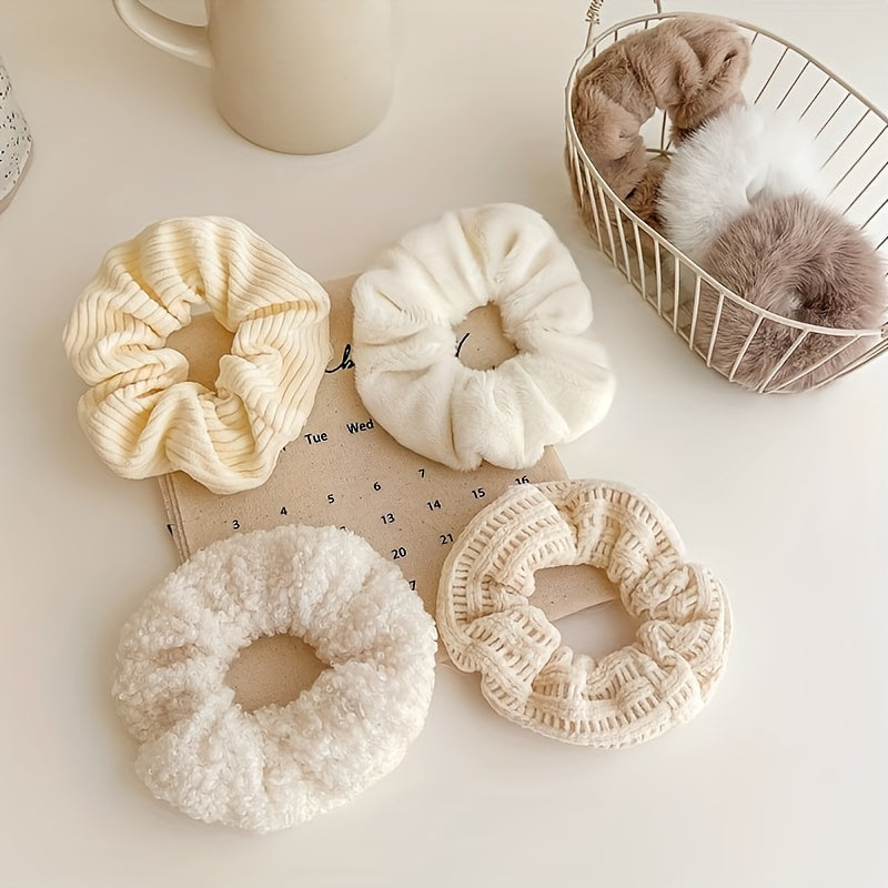 Set/7PCS Plush Scrunchies Soft Large Intestine Hair Ring