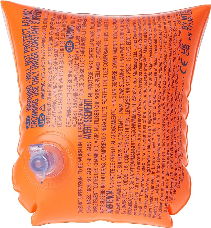 Intex Deluxe Arm Bands, Orange, 58642, 3 -6 Years