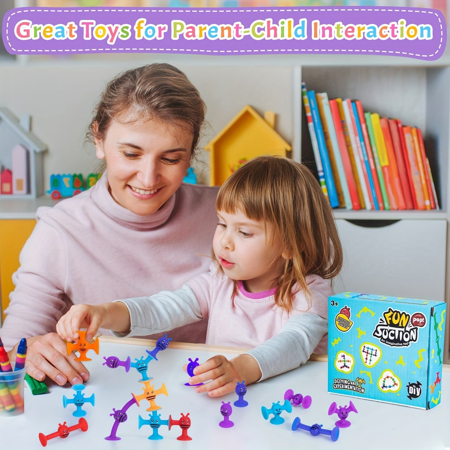 19 Pcs Suction Toys Bath Toy Set, Slicone Sucker Toys For Kids