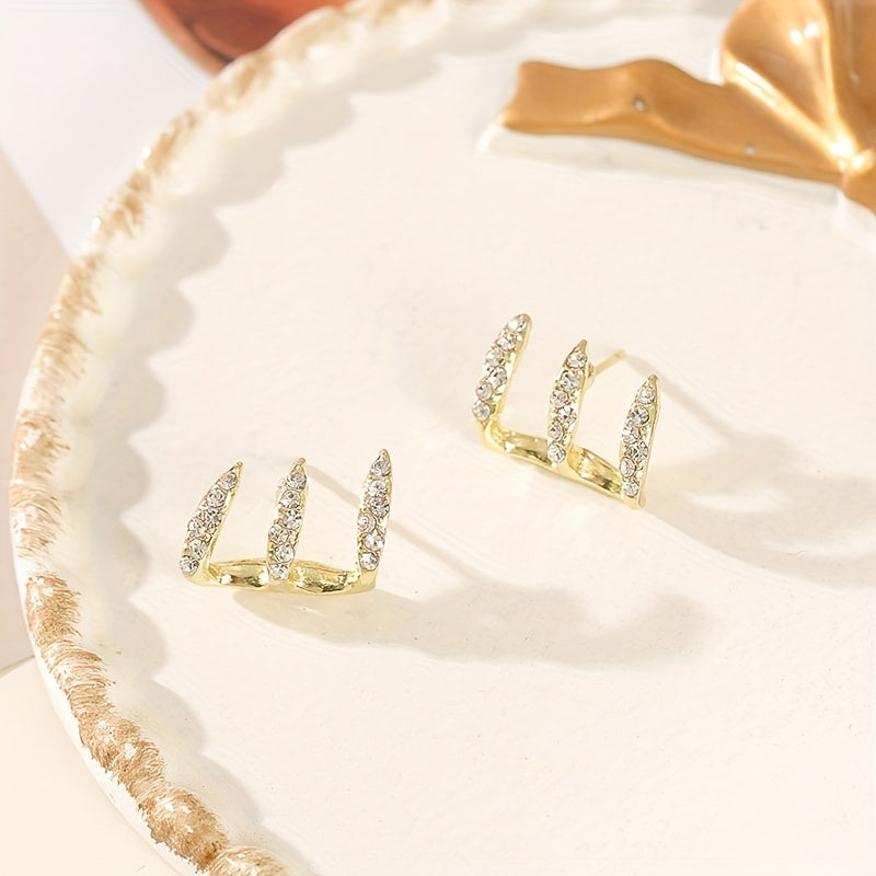 Minimalist Design Earrings, Three-layer Curved Ear Stud