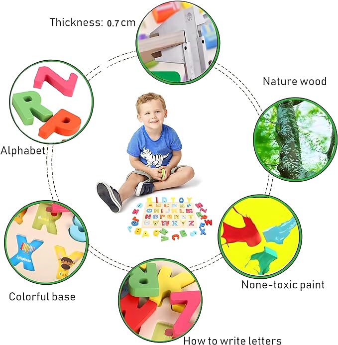 English Alphabet Puzzle Board | Wooden Abc Letters Jigsaw Puzzle Board