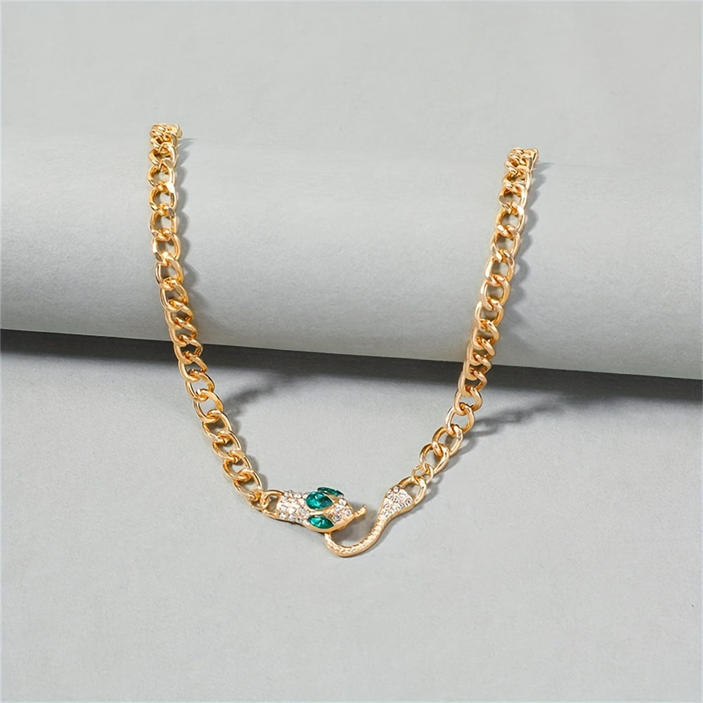 Unique Snake Design Necklace Alloy Jewelry Embellished With Rhinestones
