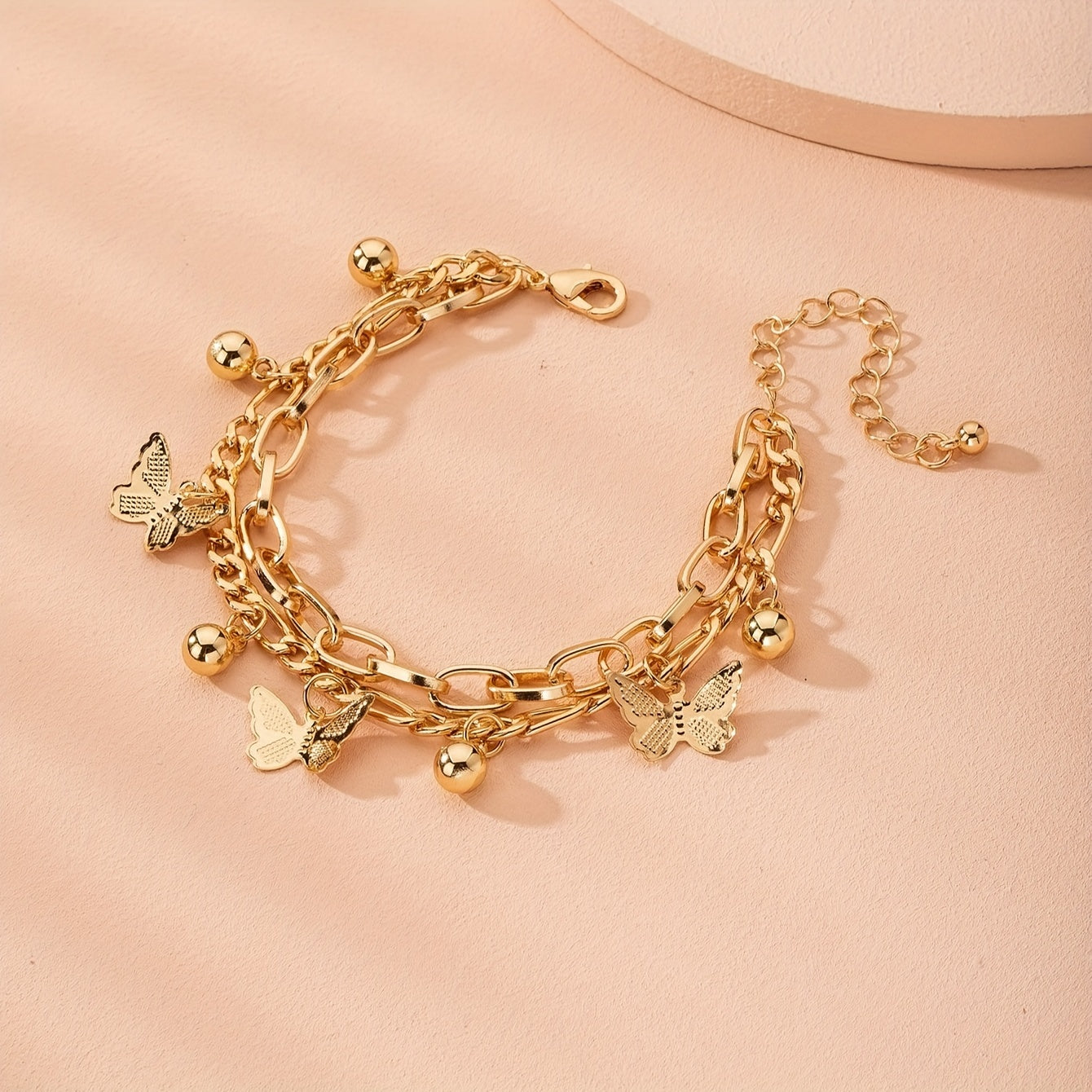 Elegant Style Butterfly Pendant Bracelet Charm 18k Gold Plated Bracelet Chain