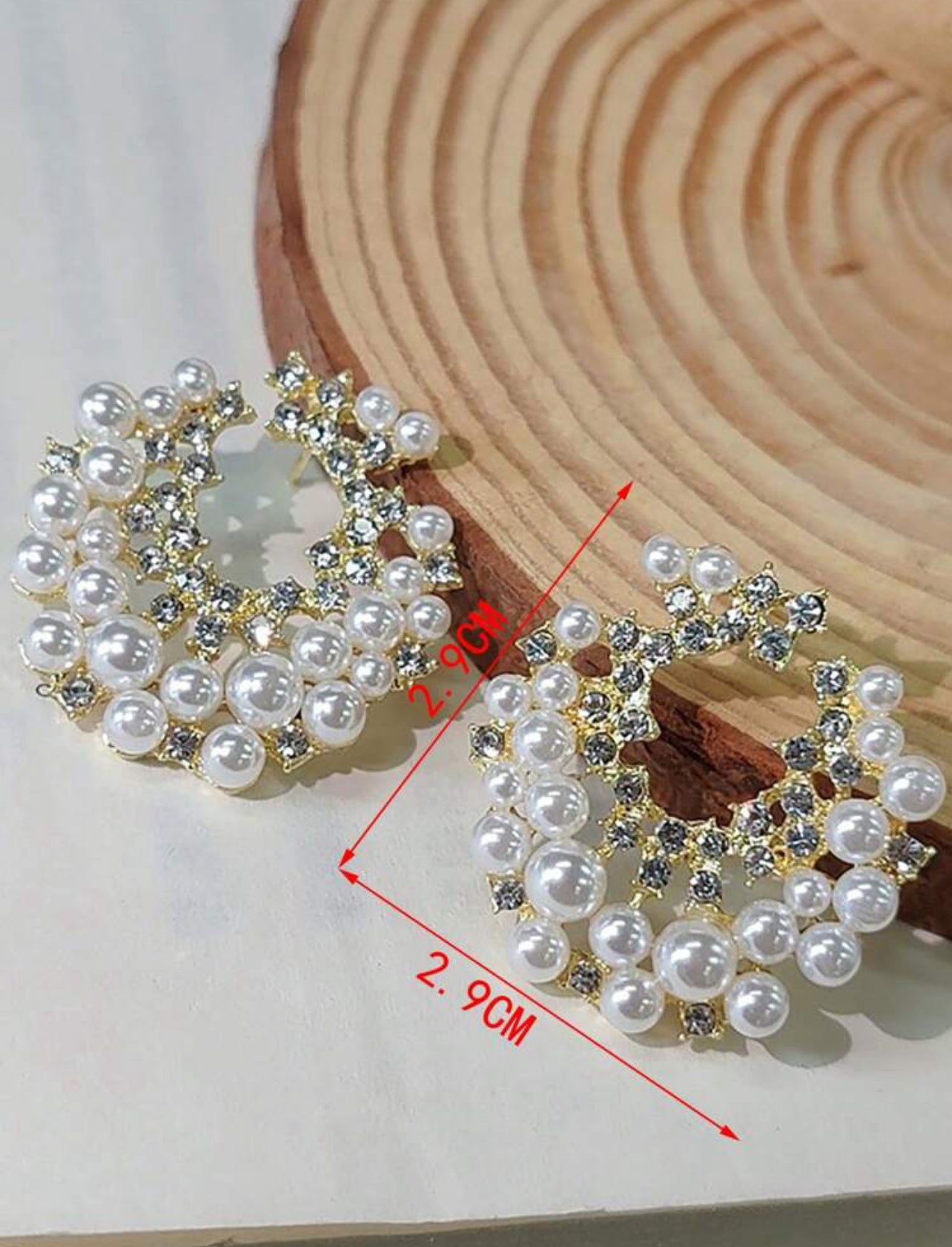 Luxury C-shaped Pearl Earrings Round Zirconia Earrings