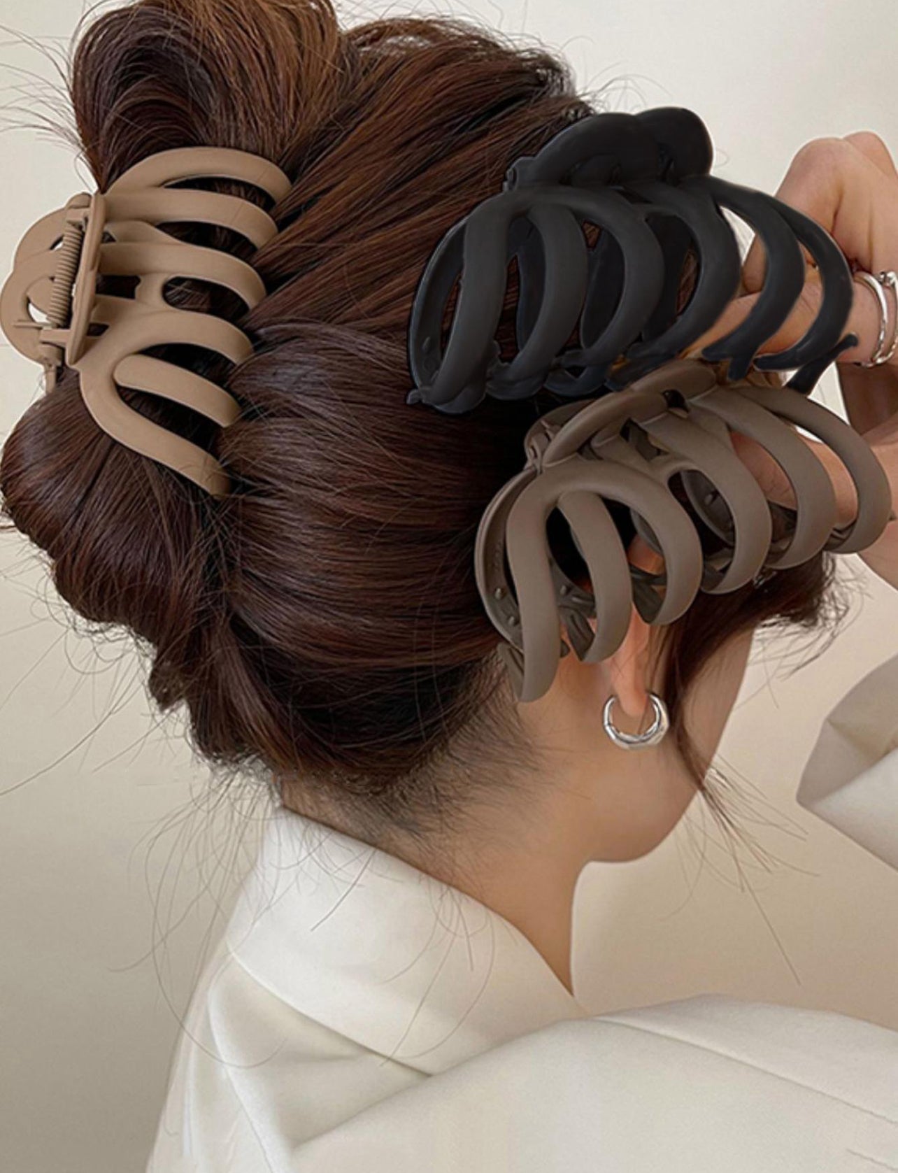 3pcs Simple Matte Octopus Hair Claw Clip Solid Color Non-Slip Strong Hold Grip Hair Jaw Clip