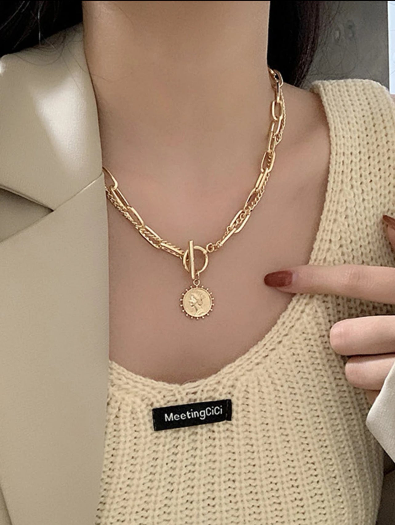 Fashion Simple Retro Double Layer Necklace, Simple Neck Chain Cool Necklace