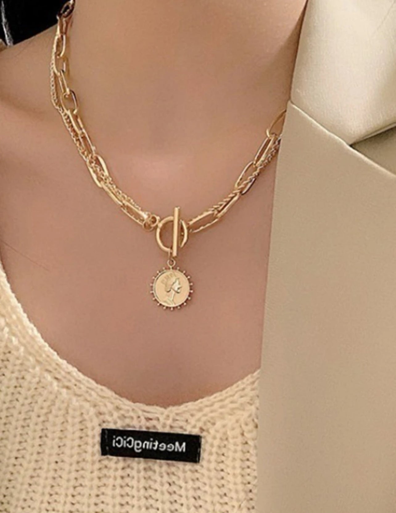 Fashion Simple Retro Double Layer Necklace, Simple Neck Chain Cool Necklace