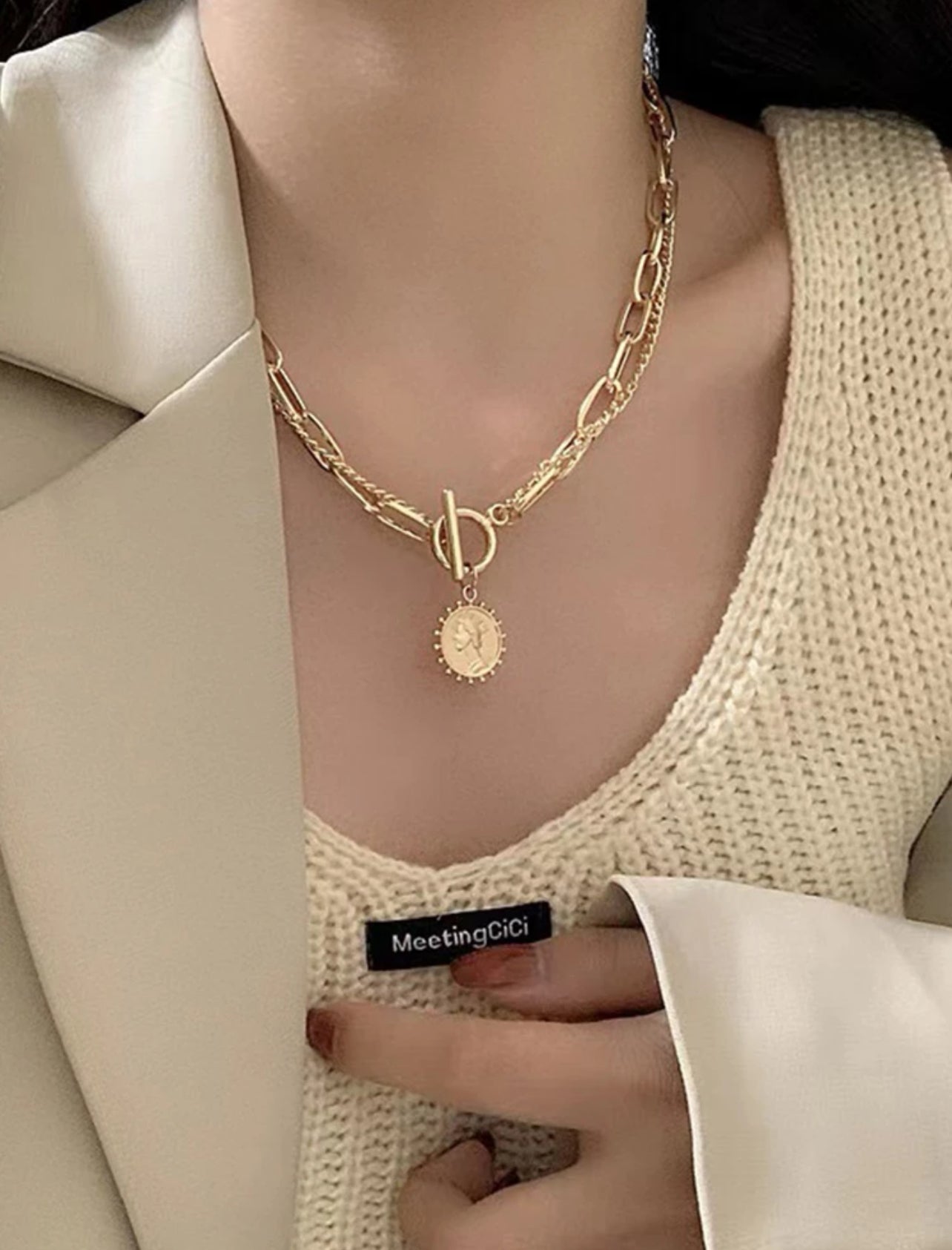 Fashion Simple Retro Double Layer Necklace, Simple Neck Chain Cool Necklace