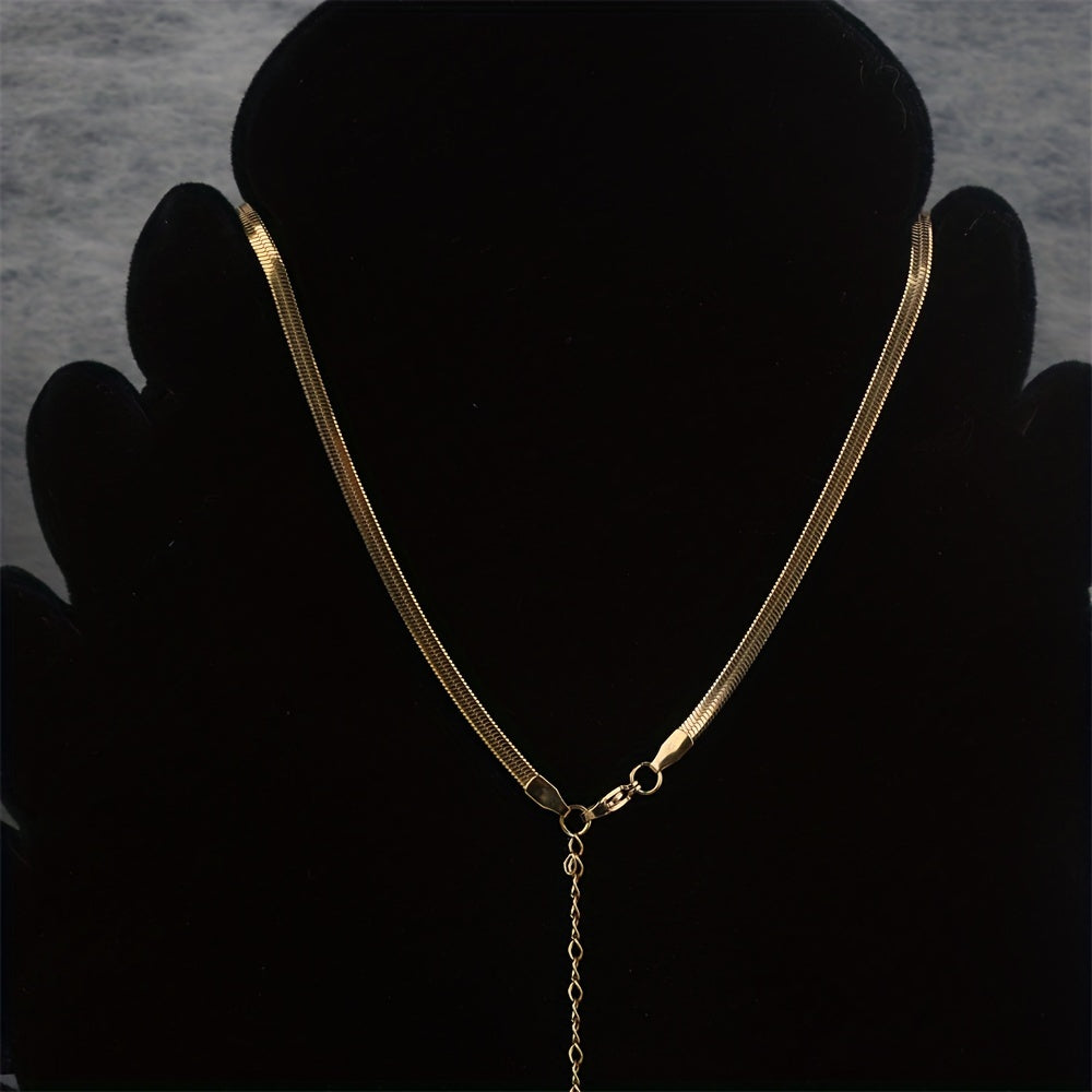 1pc Stainless Steel Necklace, Trendy Flat Chain Necklace Unisex