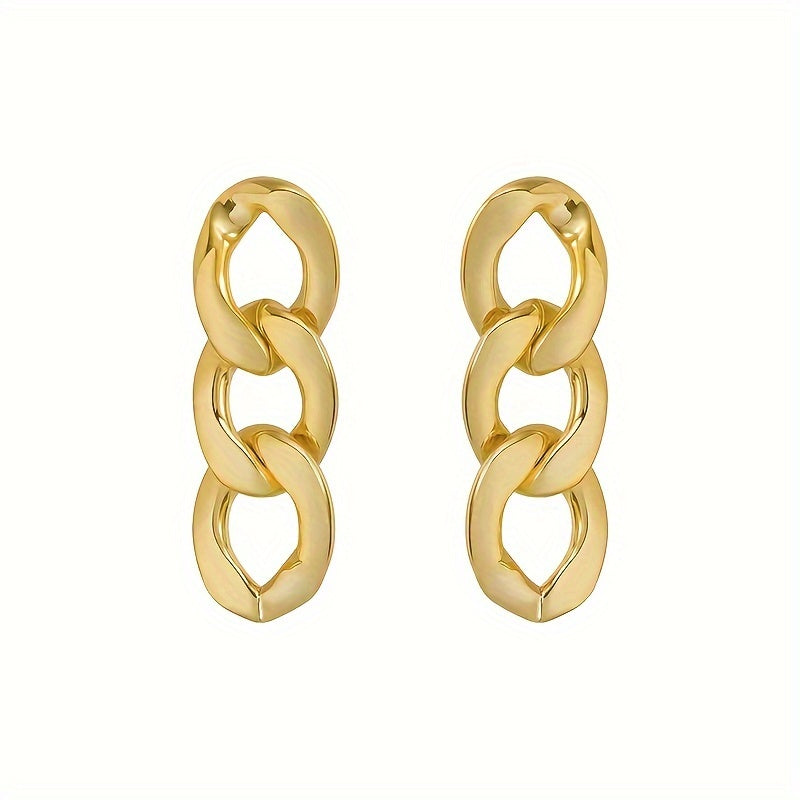 Chunky Chain Drop Earrings 18K Plated Alloy Dangle Earrings For Women & Girls