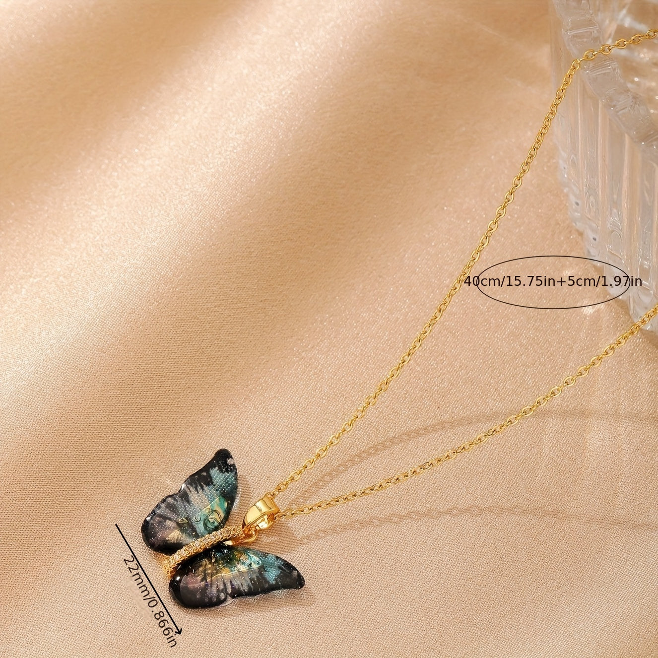 1pc Black Gradient Butterfly Pendant Necklace, Fashion Simple Design Jewelry