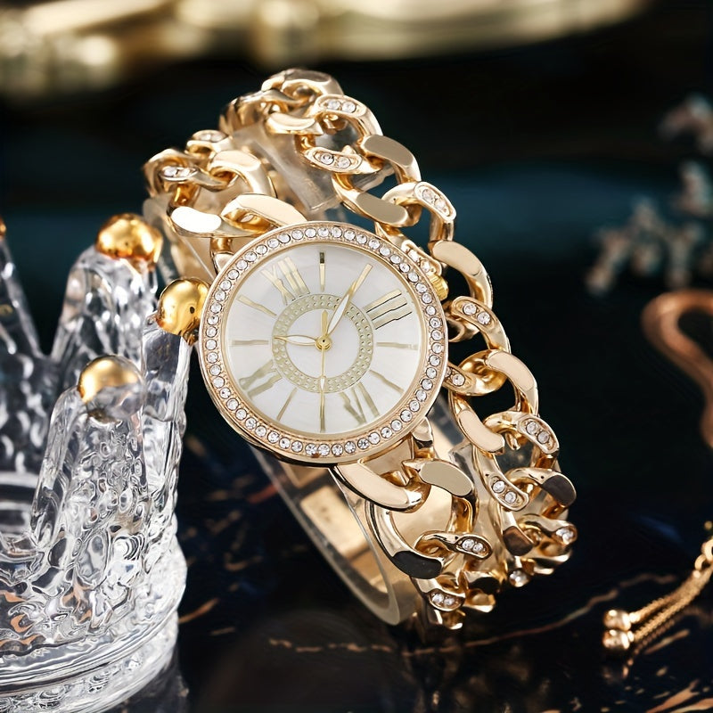 Women's Luxury Rhinestone Quartz Watch Hiphop Fashion Analog Wrap Bracelet Wrist Watch