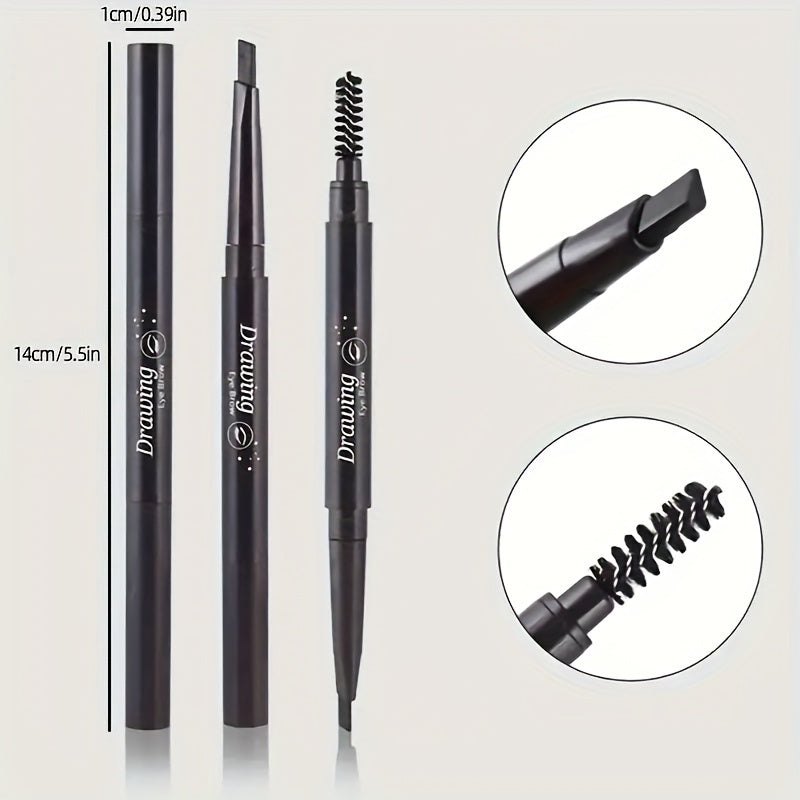 4-color Double-headed Eyebrow Pencil Waterproof Long Lasting