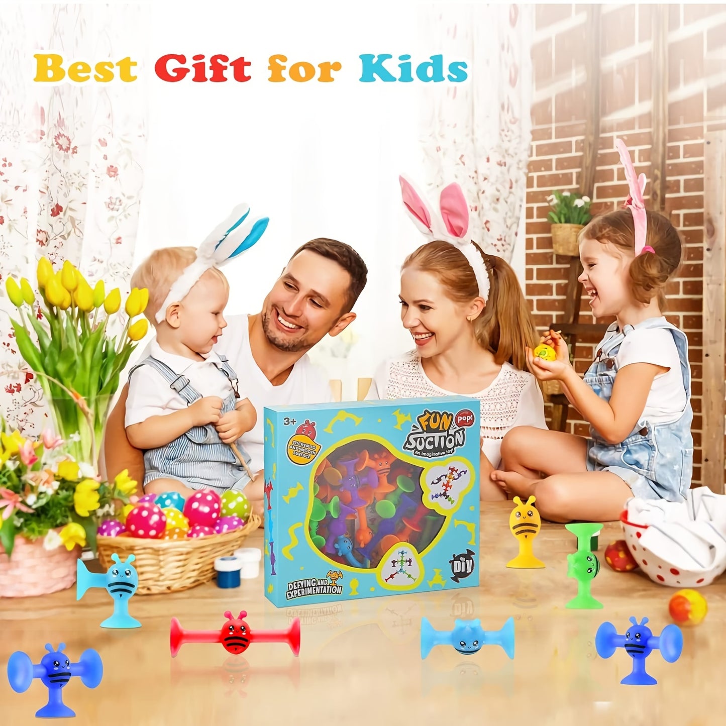 19 Pcs Suction Toys Bath Toy Set, Slicone Sucker Toys For Kids