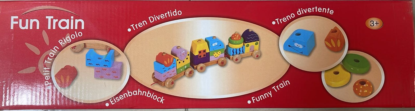 Stacking Train Toys Wood Train For Boys And Animal Trailers- Random Design)