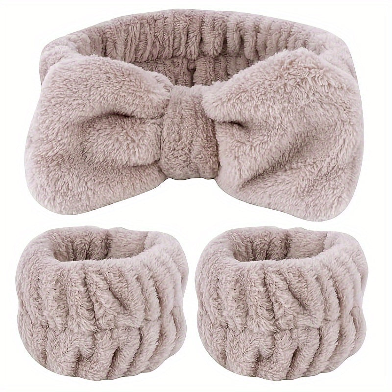 Headband And Wristband Set, Soft Skincare Headband For Women