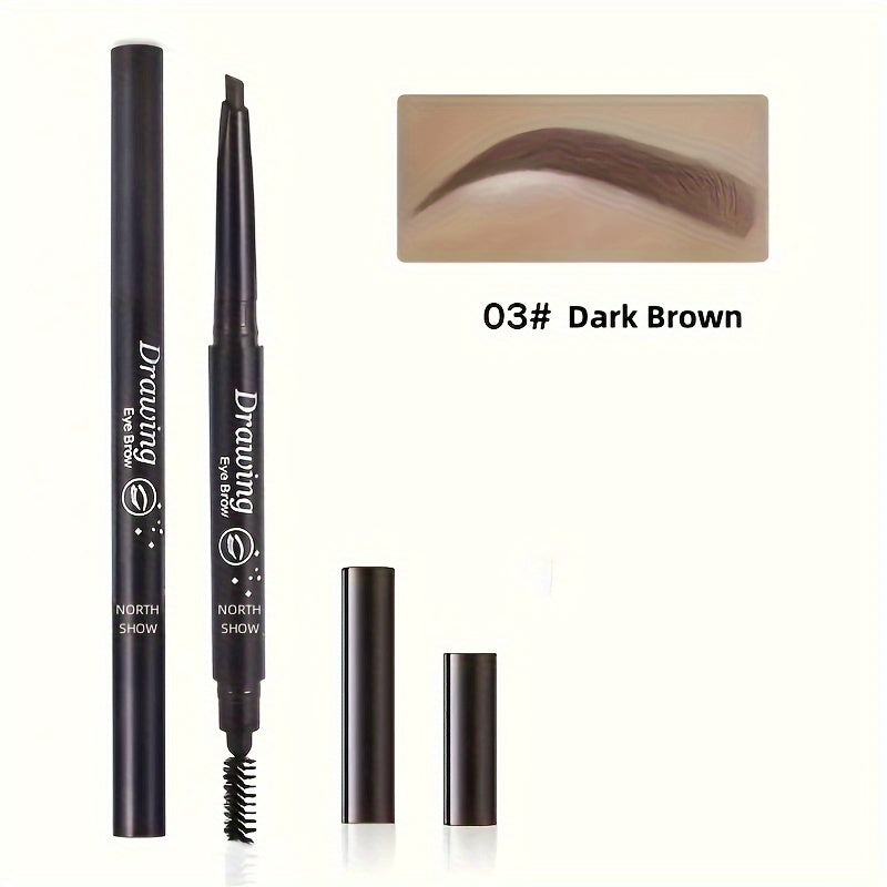 4-color Double-headed Eyebrow Pencil Waterproof Long Lasting