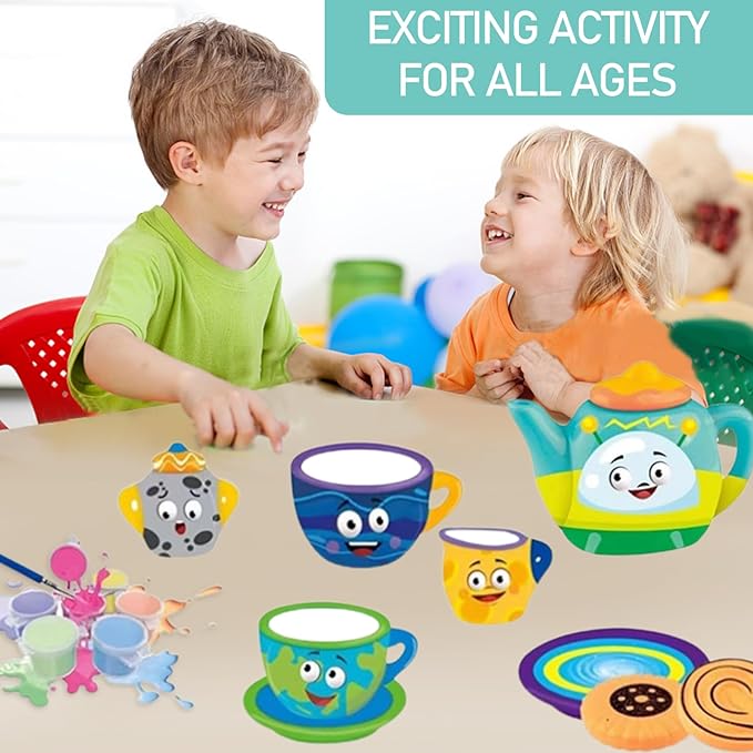 14pc DIY Painted Ceramic Tea Set Toys For Fun Large