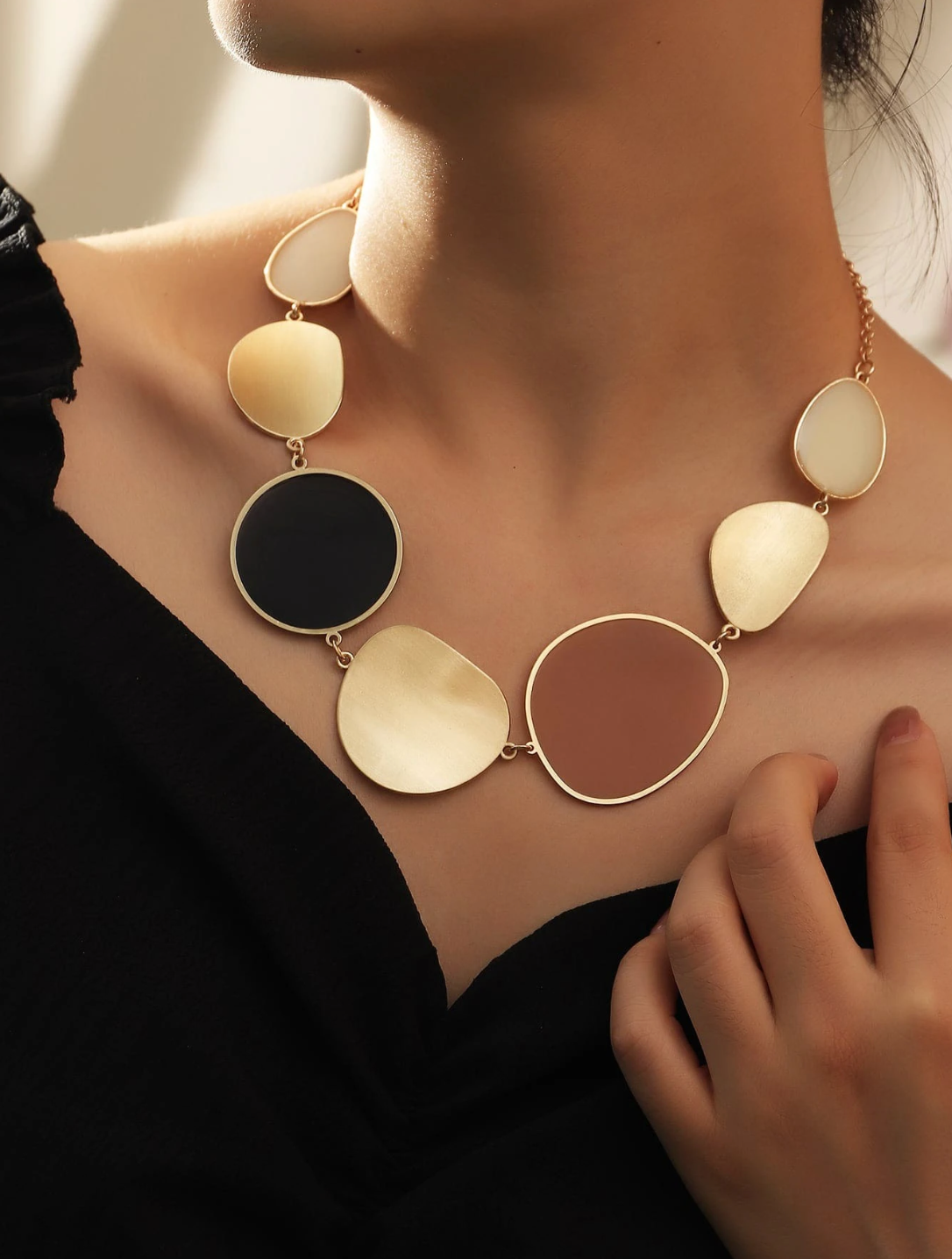 1pc Fashionable simple style Round Disc Smooth Surface Women's Necklace