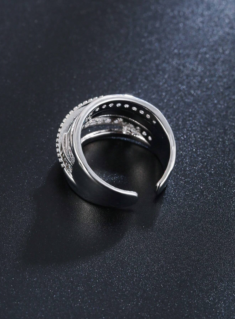 1pc Bridal Retro Hollow Out Cross Design Zirconia Ring