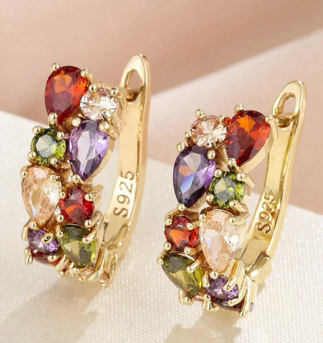 Elegant Leverback Earrings Paved Shining Zirconia