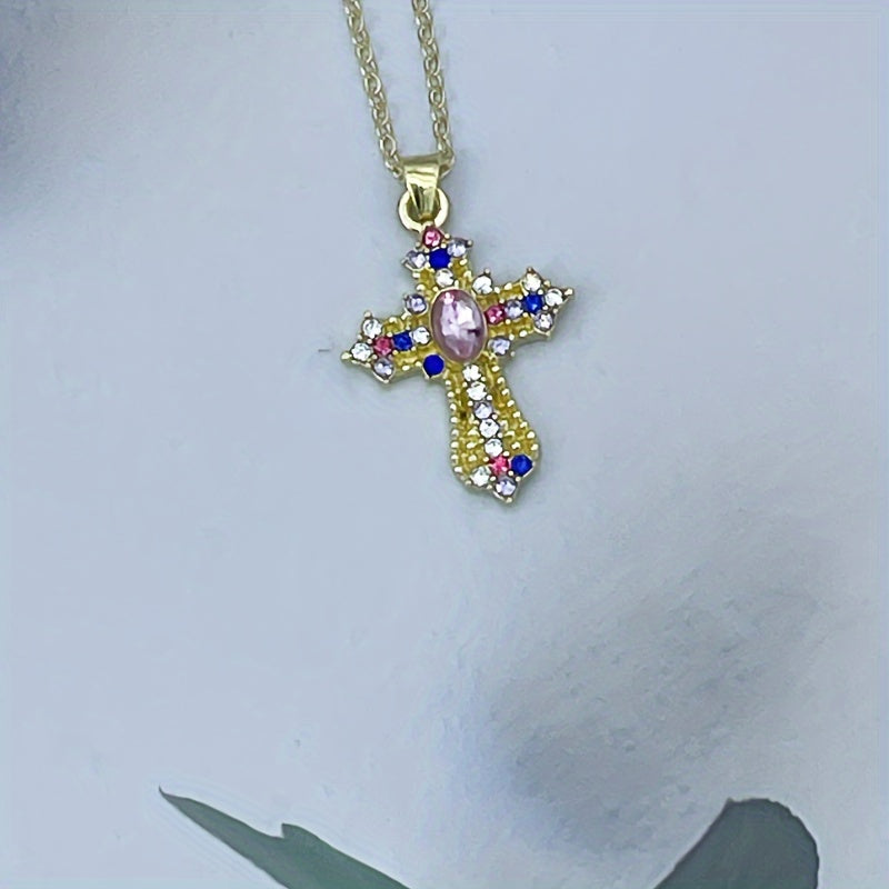 Creative Fashionable Cross Necklace, Girl's Retro Party Accessories
