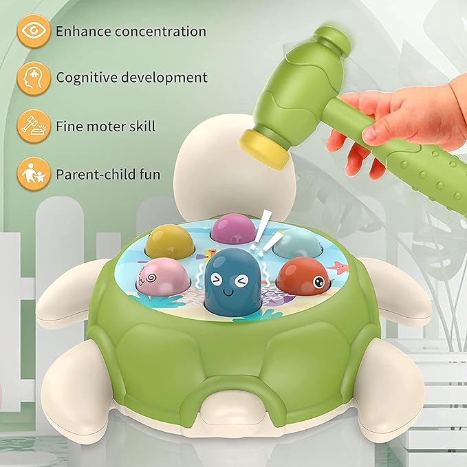 Tortoise Whack a Mole Activity Game Early Development Montessori Toy Arm Strength