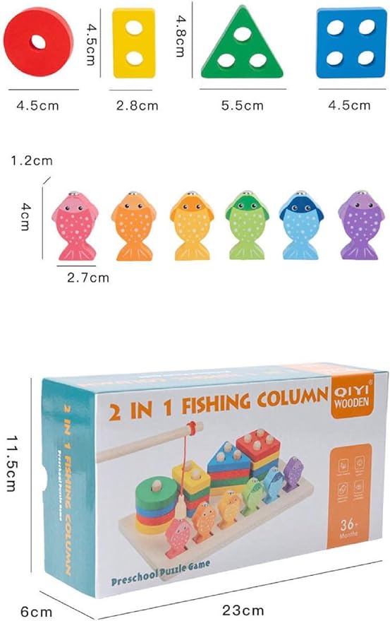 Wooden Sorting and Stacking Toy Puzzle, Educational Montessori Toys for 3 Year Old