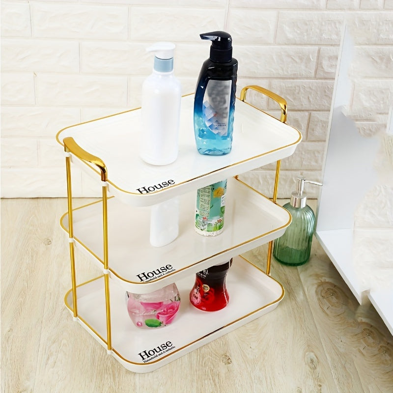 1pc Oval Plastic Tray, Fruit Tray, Cup Tray, Light Luxury Double-ear Handle Tray, Cosmetic Storage Tray