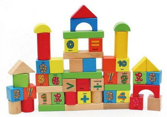 Kids Wooden Blocks - Building Blocks for Toddlers with storage Bag