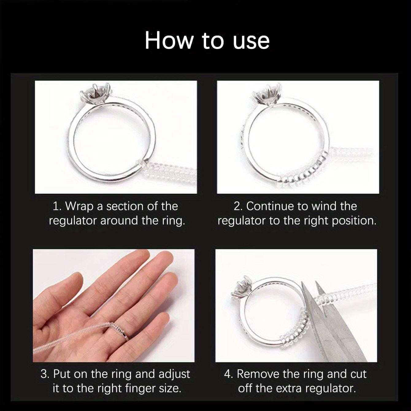 2pcs Ring Size Adjuster For Women Loose Rings, Transparent Silicone Ring Resizer