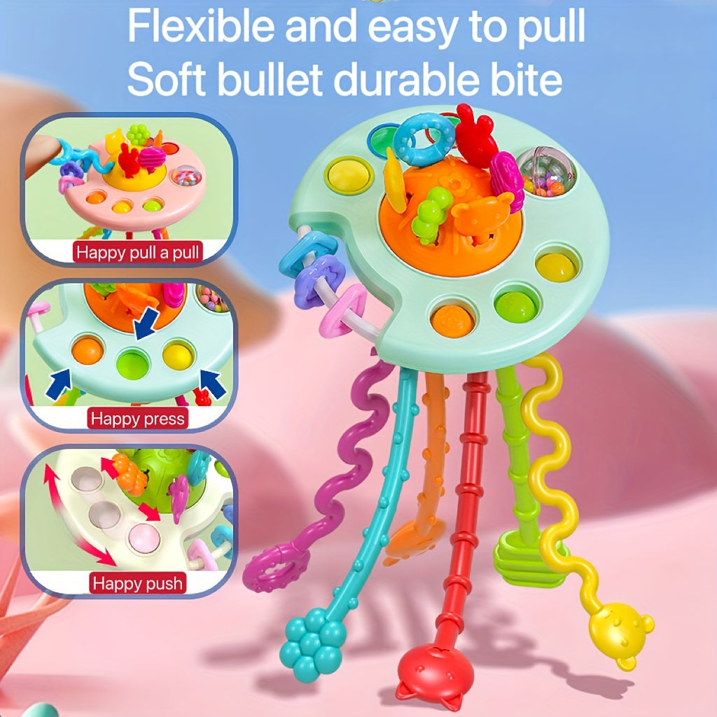 Silicone Pull String Activity Toy, Montessori Toys For Baby
