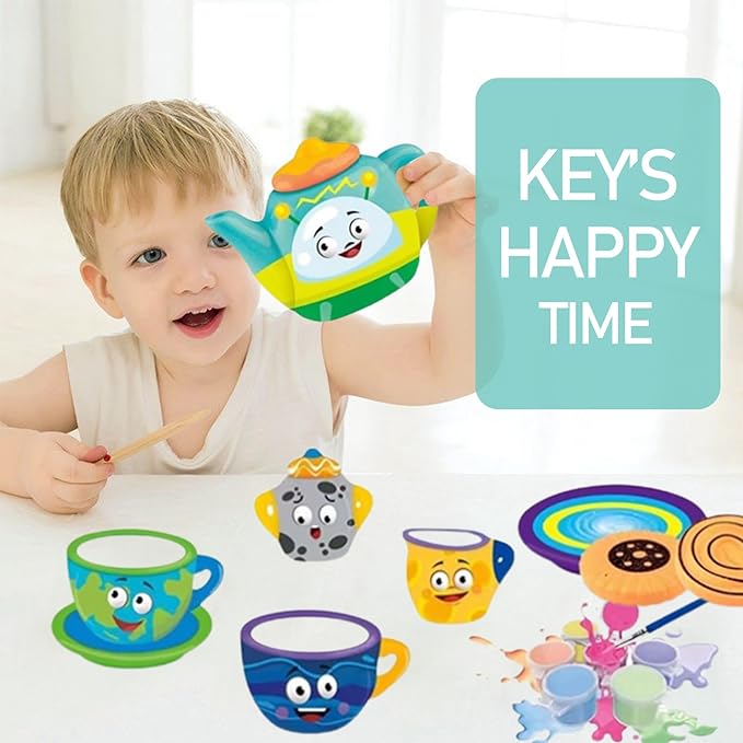 14pc DIY Painted Ceramic Tea Set Toys For Fun Large
