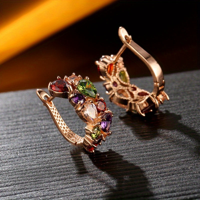 Elegant Leverback Earrings Paved Shining Zirconia