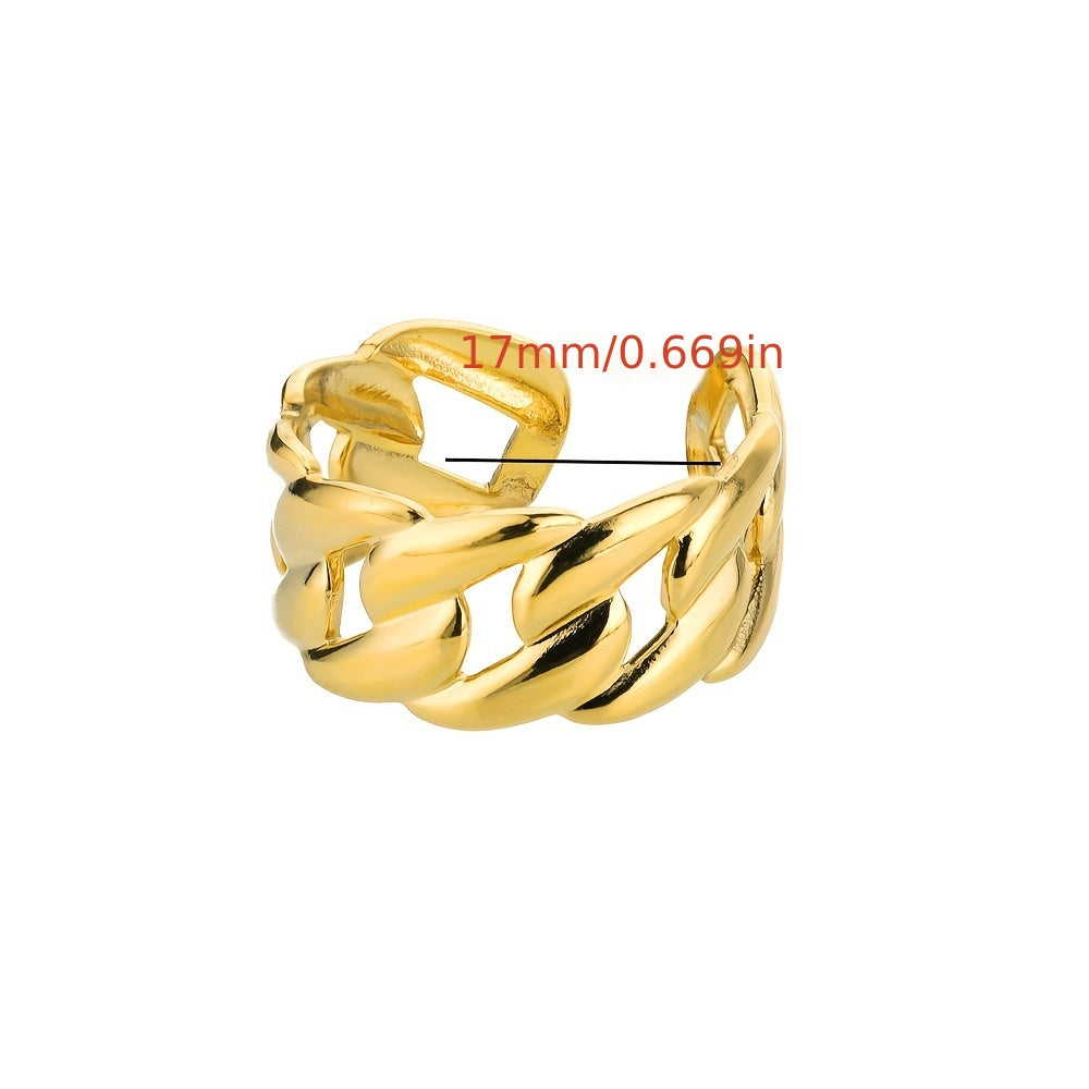 1pc Retro Hip Hop Stainless Steel Ring With Shape Of Chain, Couple Ring, Opening Adjustable Ring