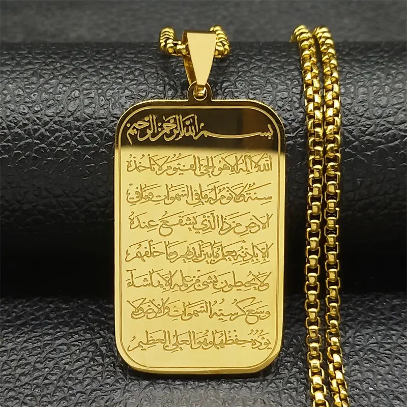 Stainless Steel Necklace With Middle Eastern Themed Islamic Pendant