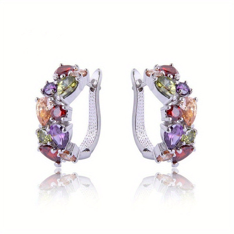Elegant Leverback Earrings Paved Shining Zirconia