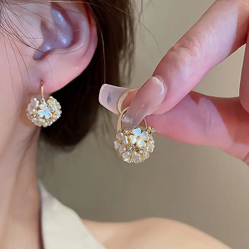 Cute Flower Basket Alloy Earrings, Trendy Party Jewelry, Holiday Birthday Christmas