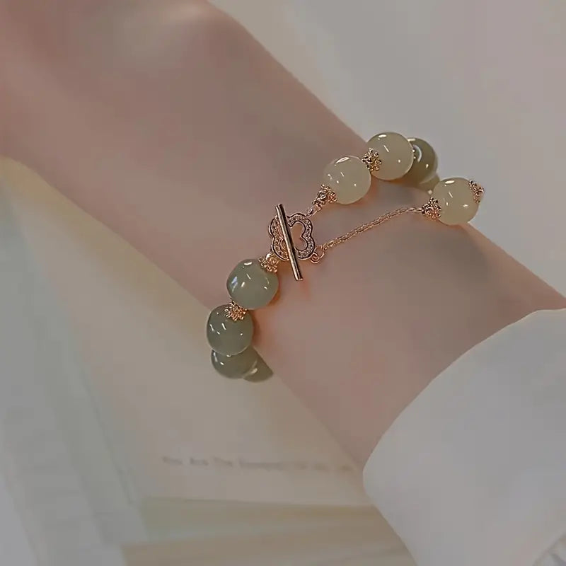 Lover special gift, glass jade bead bracelet elegant jewelry gift couple