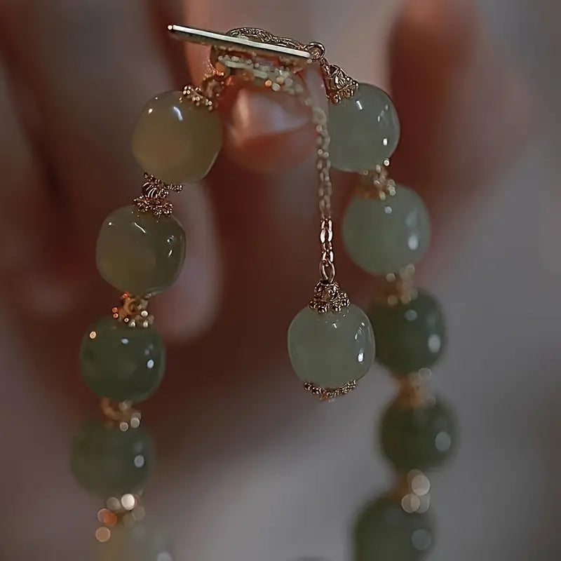 Lover special gift, glass jade bead bracelet elegant jewelry gift couple