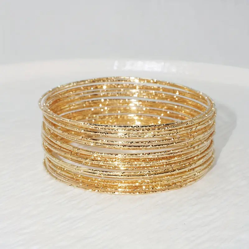 30pcs/Set Color 14K Plated Iron Circle Bangle Bracelet For Women Party Favors