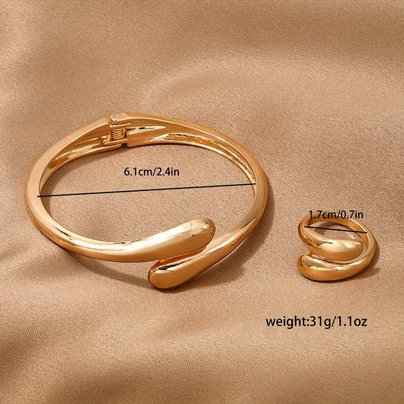 Geometric Ring Bracelet Ring Jewelry Set Alloy Jewelry Gift For Women Party Silver