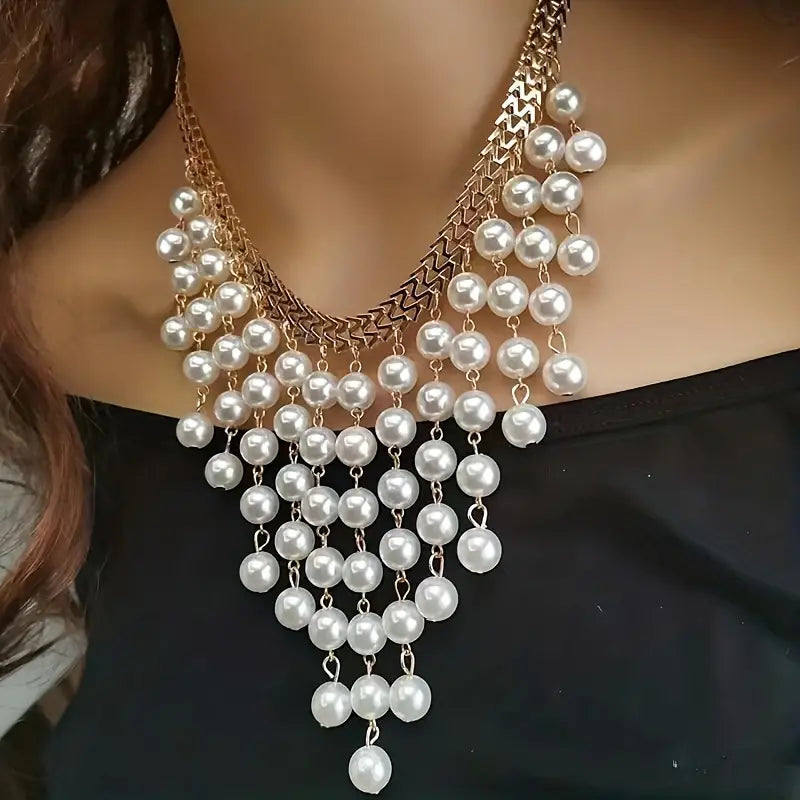 Fashion Pop Jewelry Luxury Tassel Pearl Necklace Pearl Jewelry Women's Necklace