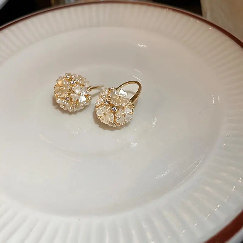 Cute Flower Basket Alloy Earrings, Trendy Party Jewelry, Holiday Birthday Christmas
