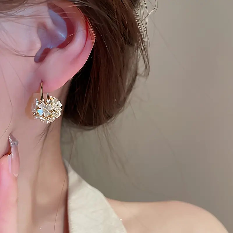 Cute Flower Basket Alloy Earrings, Trendy Party Jewelry, Holiday Birthday Christmas
