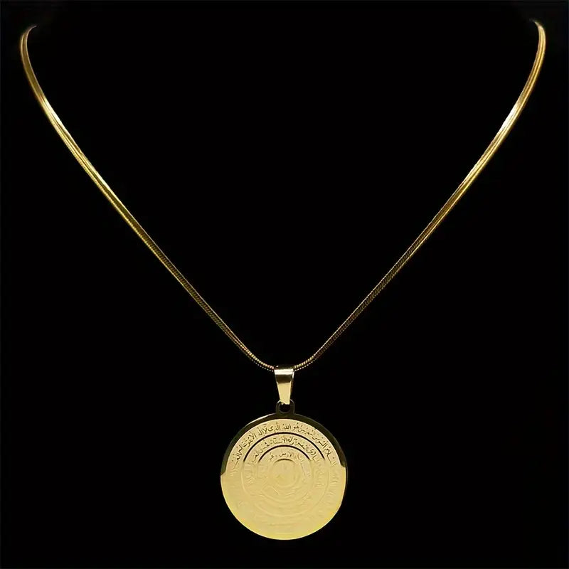 Allah Quran Arabic Letter Necklaces Chain Women Stainless Steel Golden